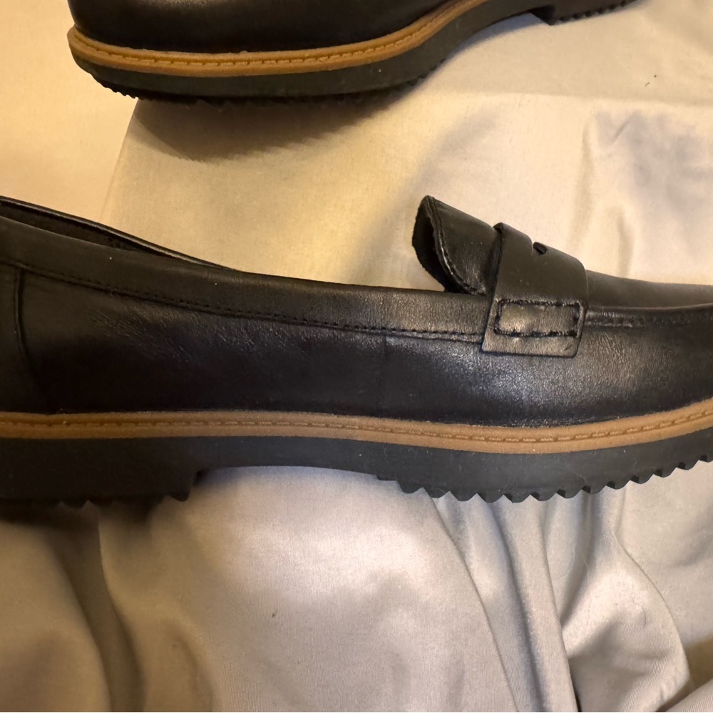 Clarks Black Leather Penny Loafers - Picture 2 of 5